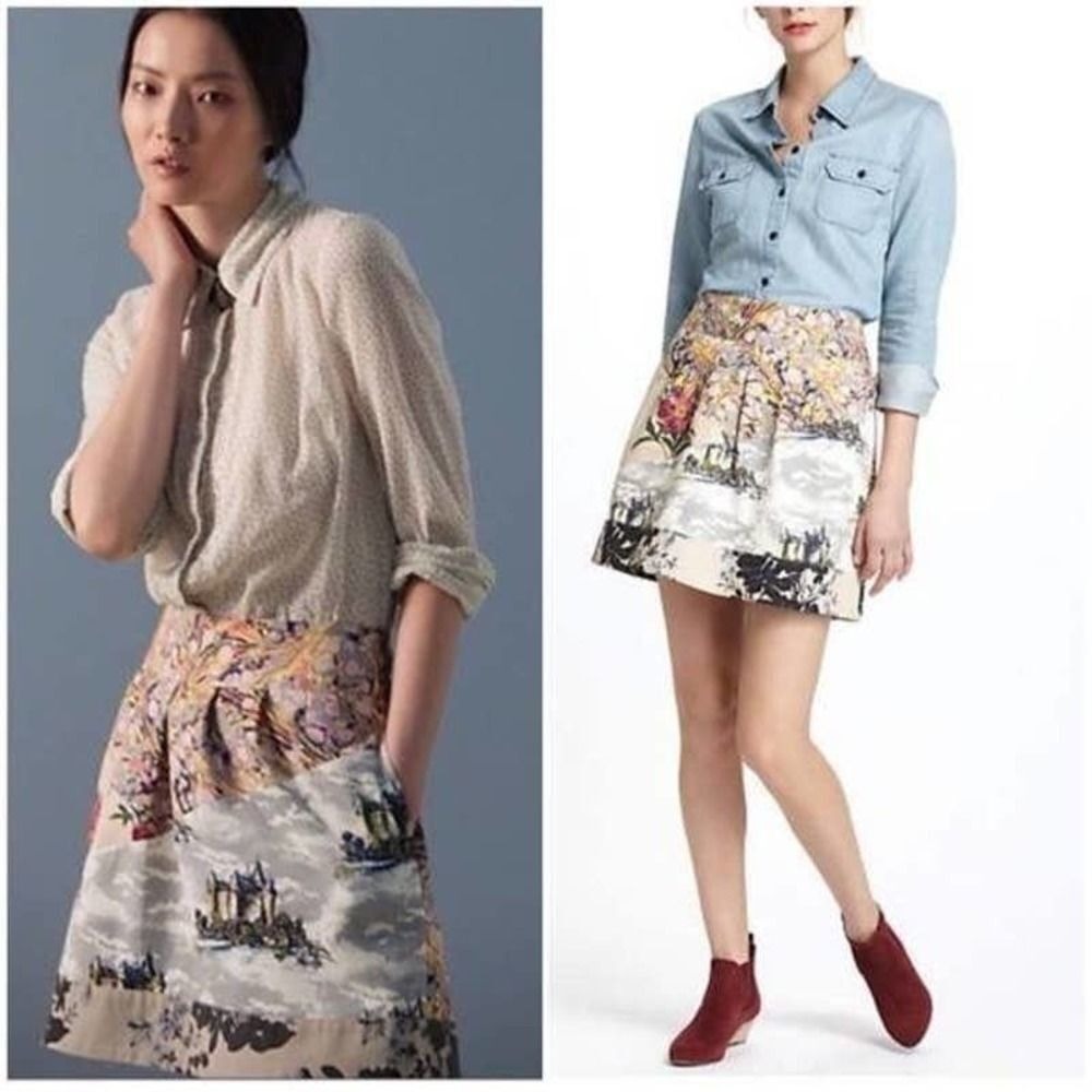 Leifnotes‎ Anthropologie Fortress Flora A Line Mini Skirt Size 4